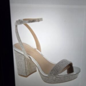 BCBGeneration Silver Block Heel Sandals